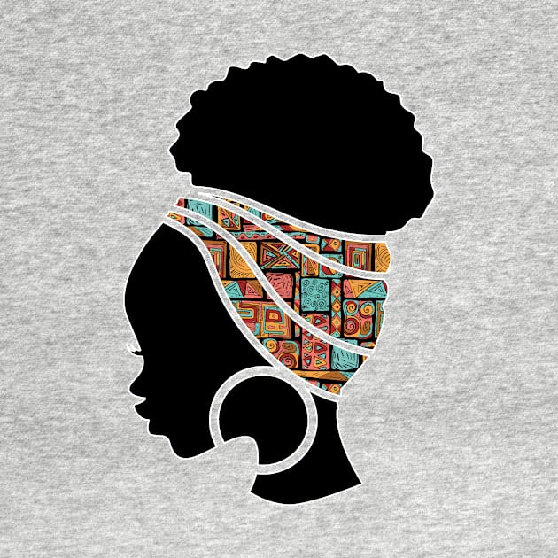 Afro Hair Woman with African Pattern Headwrap by dukito